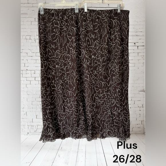Cato Dresses & Skirts - PRETTY  CHOCOLATE/CREAM BROWN PRINT SKIRT   PLUS SIZE: 26/28    #O